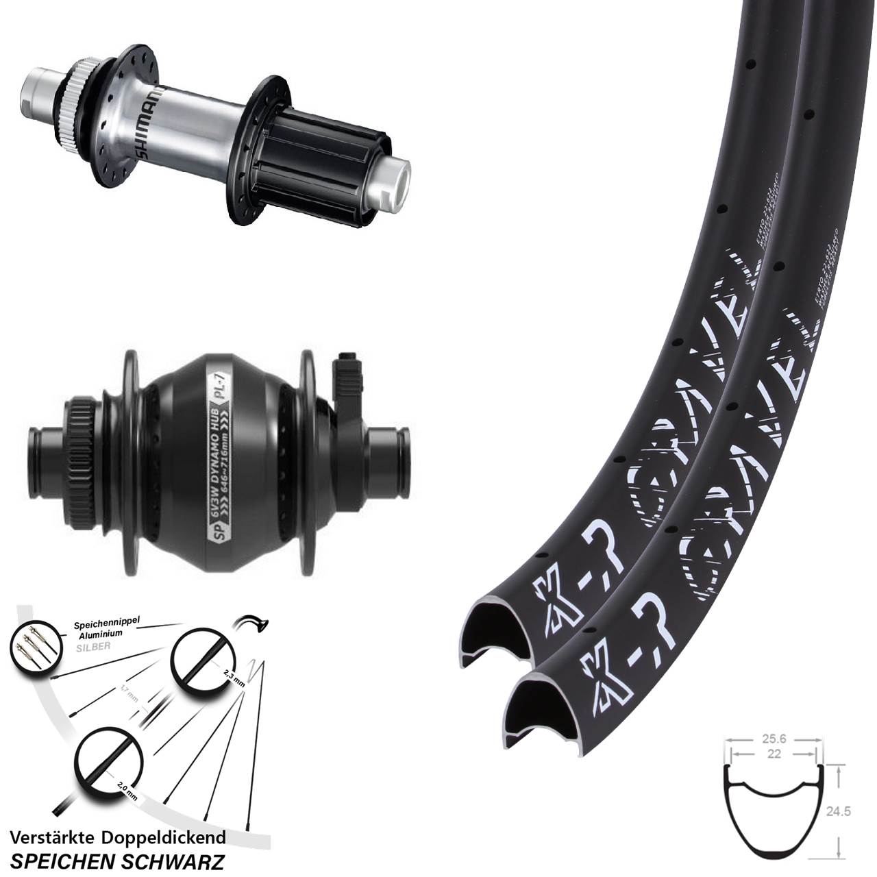 28 Zoll KX-R Gravel Shutter PL-7 Shimano RS770 Disc Laufradsatz 12x100/142 8-12 fach