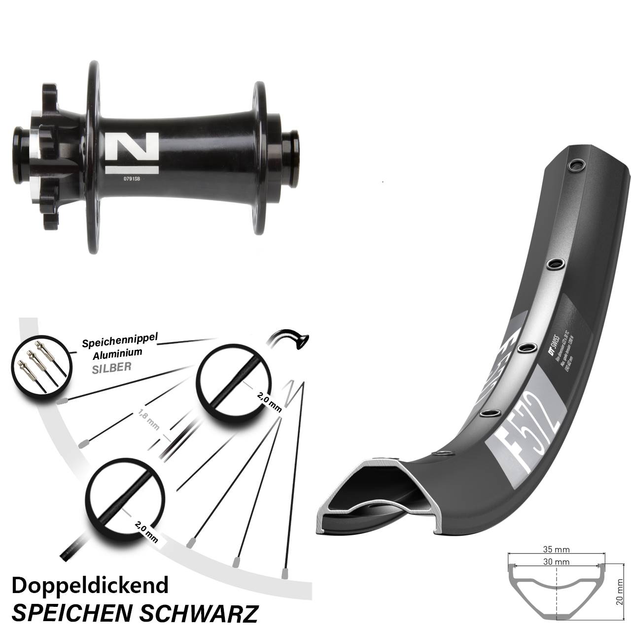Disc Laufrad 27,5 Zoll DT Swiss F 572 Novatec D791 15x100
