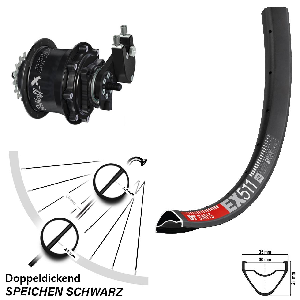 29 Zoll DT Swiss EX511 Rohloff Speedhub TS DB OEM