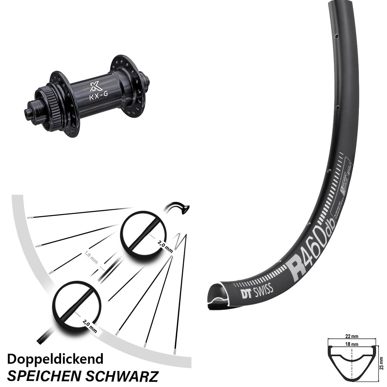 Vorderrad Road Disc KX-G Schnellspanner DT Swiss R 460 DB 28 Zoll Centerlock
