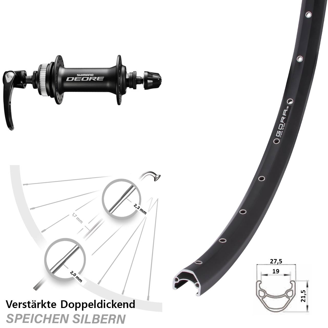 Gora 19 Shimano Deore 650B Centerlock Vorderrad QR