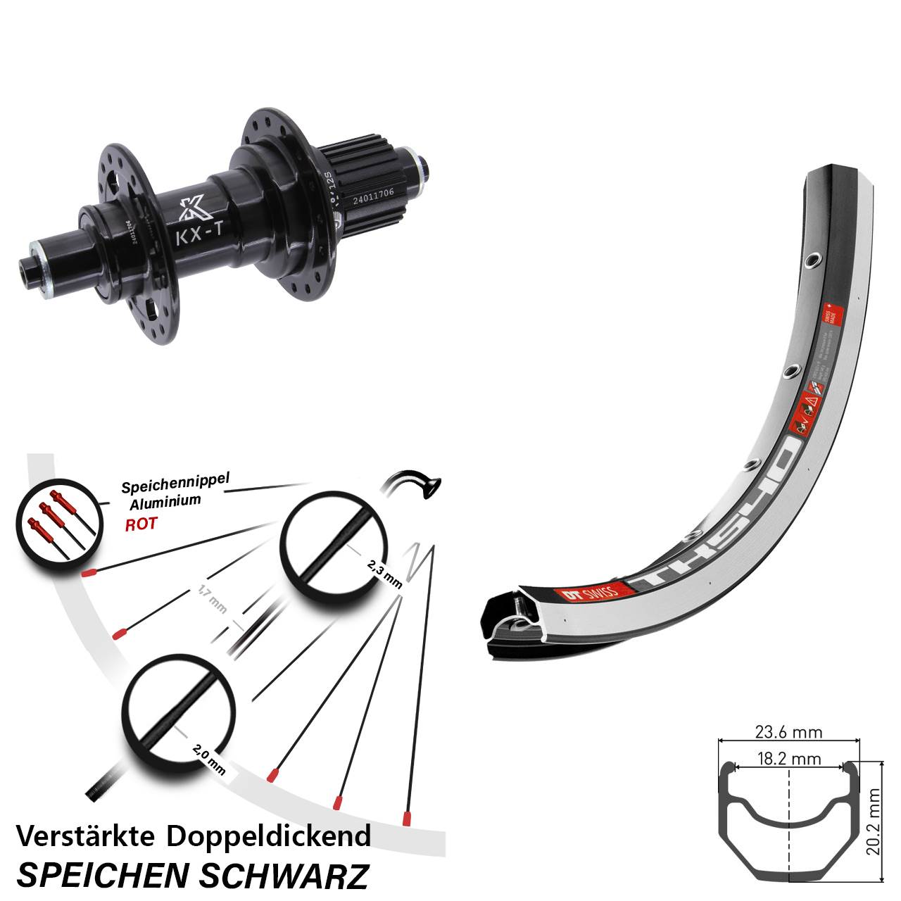 Hinterrad 28 Zoll DT Swiss TK 540 KX-T Micro Spline QR