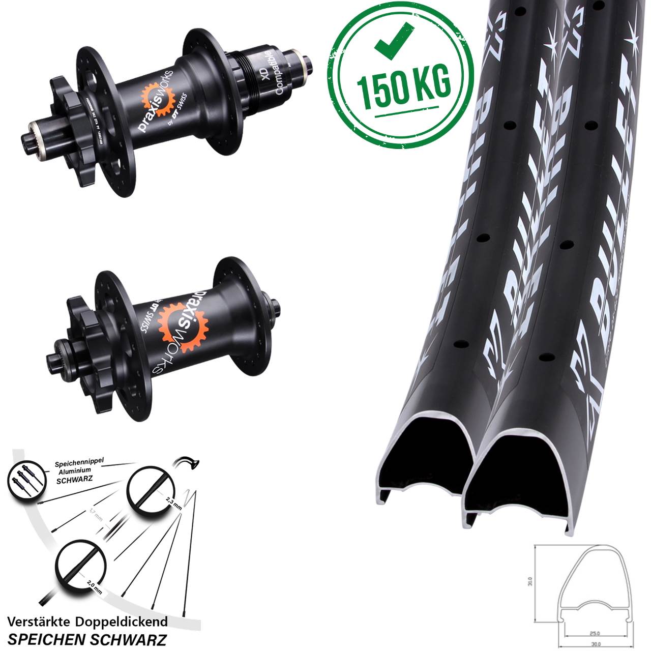 Laufradsatz 6-Loch QR 28-29 Zoll KX Bullet OS DT Swiss 350 XD 11-12 fach