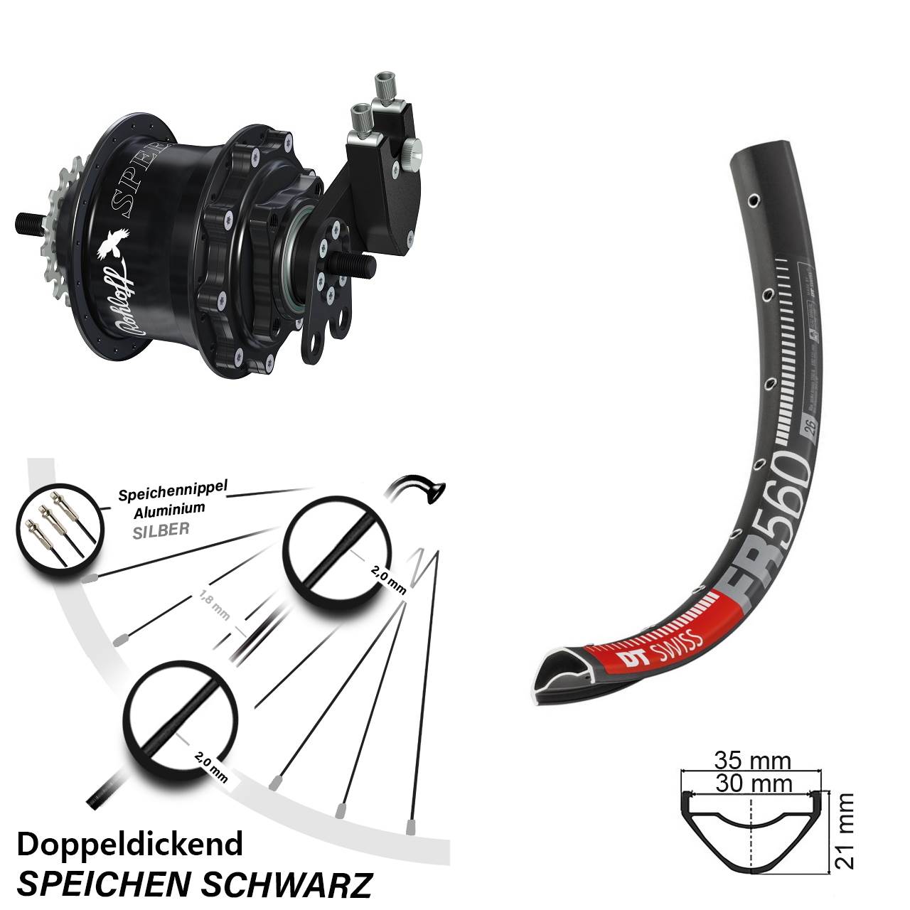 DT Swiss FR560 Rohloff Speedhub TS DB 26 Zoll Disc Hinterrrad