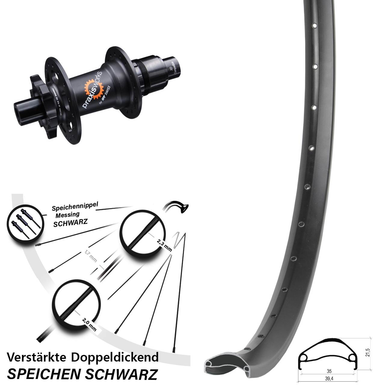 29 Zoll Ambrosio E35 DT Swiss 350 SL Disc Laufrad 12x142 XD 11-12 fach