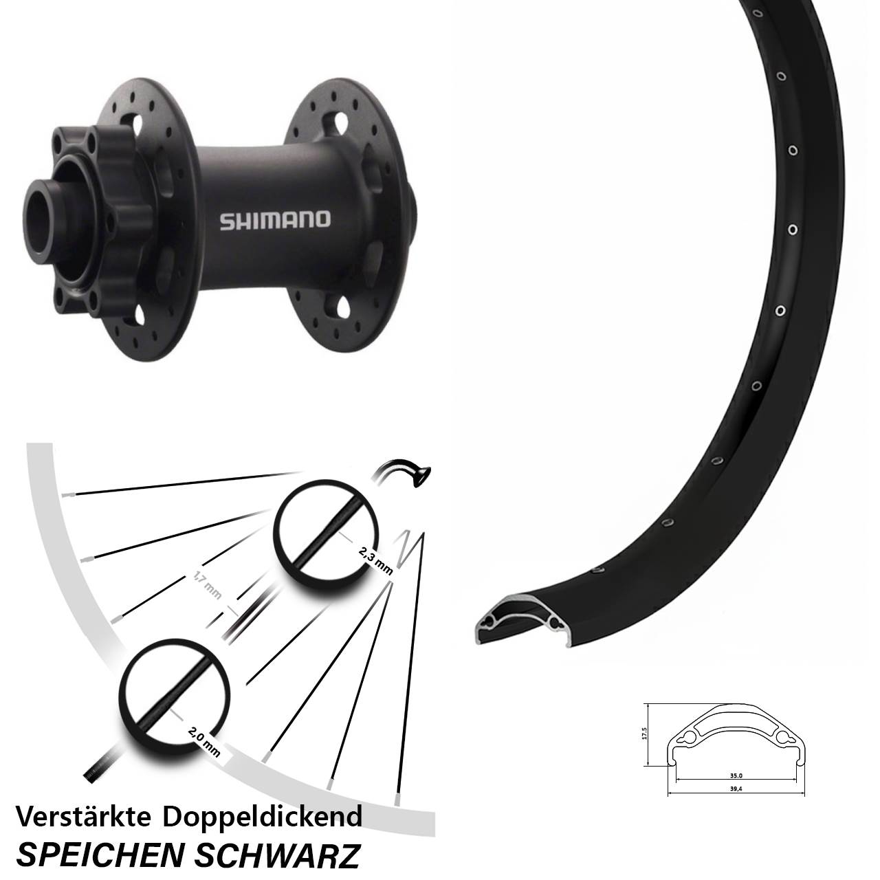 Vorderrad 15x100 29 Zoll Ryde Disc 35 Shimano Deore XT 6-loch
