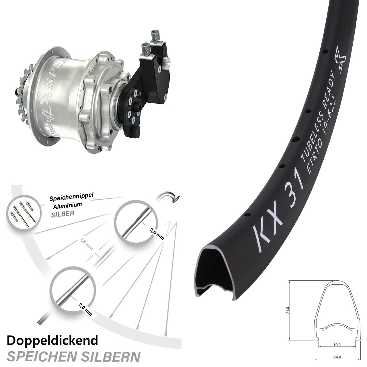 28 Zoll KX 31 Rohloff CC DB OEM Tandem