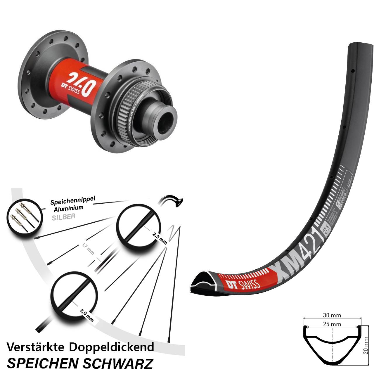 DT Swiss XM421 240 650B Centerlock Vorderrad 12x100