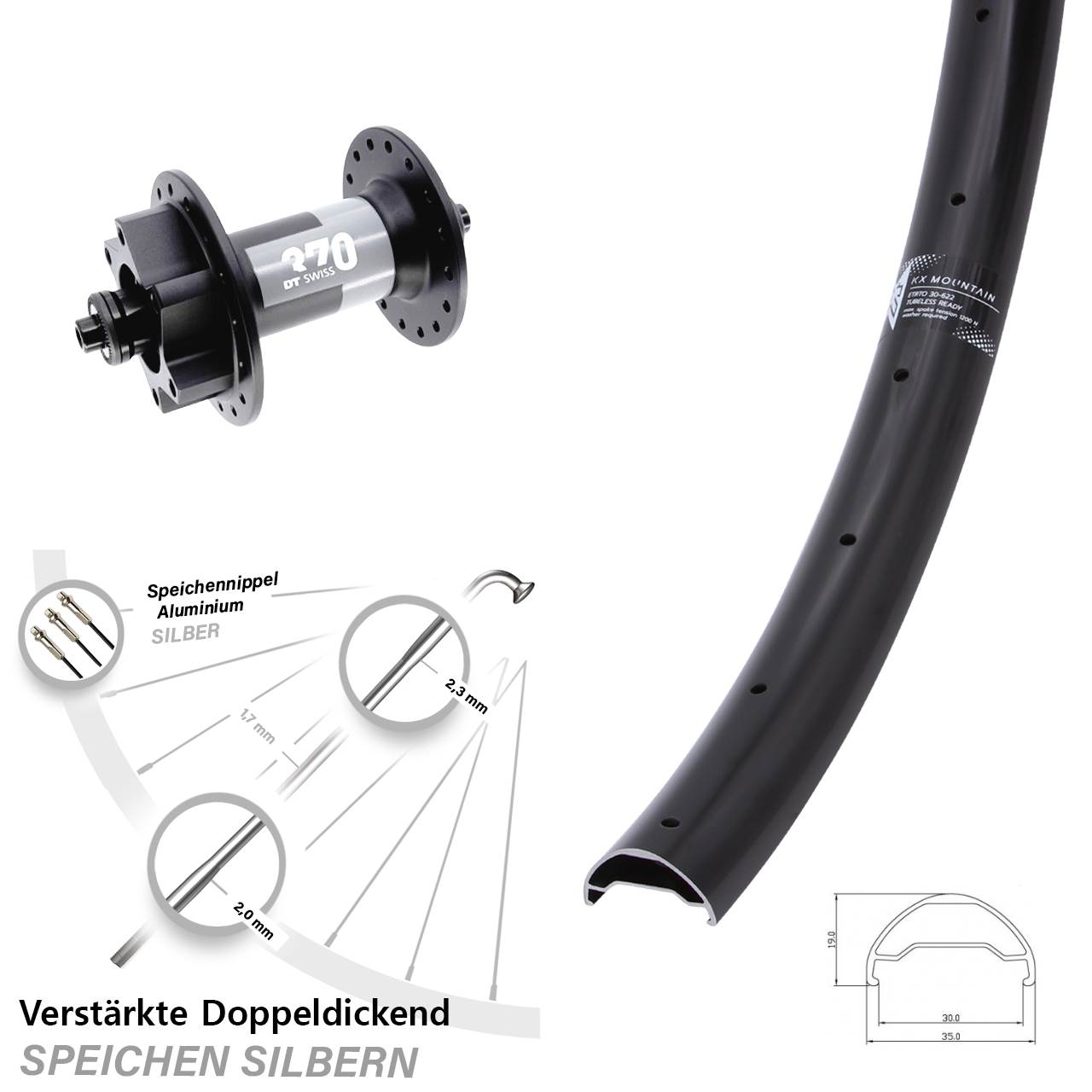 29 Zoll KX Mountain TR DT Swiss 370 Disc Laufrad für Schnellspanner