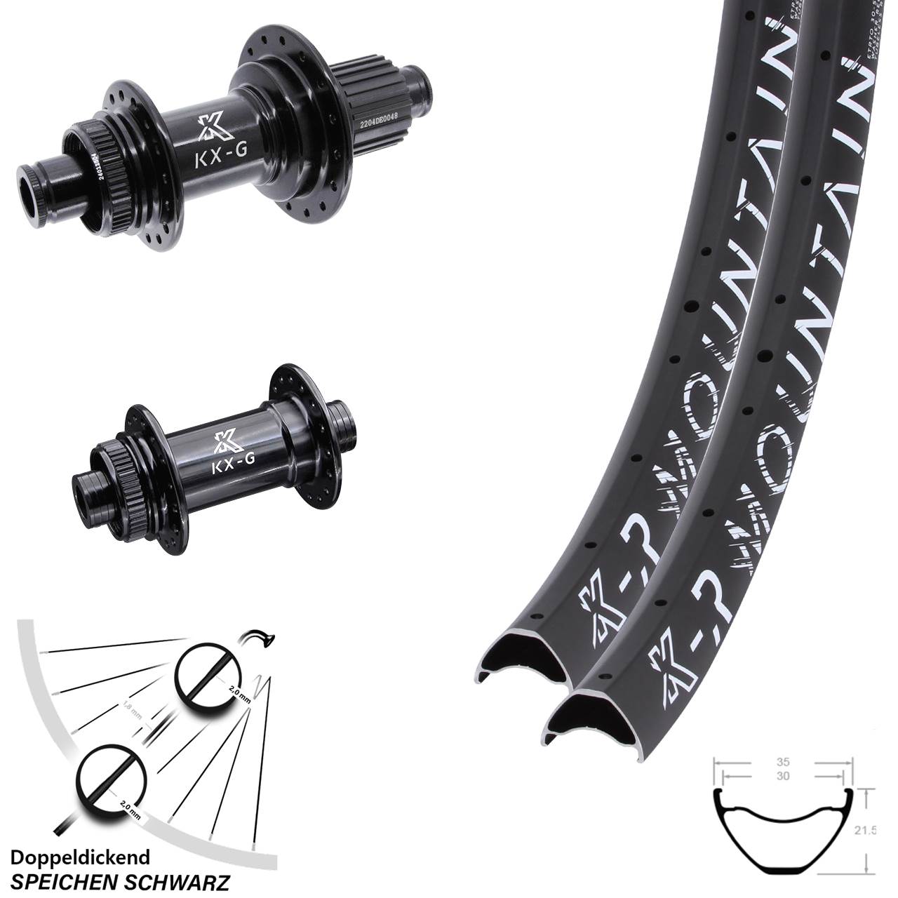Disc Laufradsatz 12x100/142 29 Zoll KX-GSR Mountain KX-G Heavy Duty Shimano Micro Spline