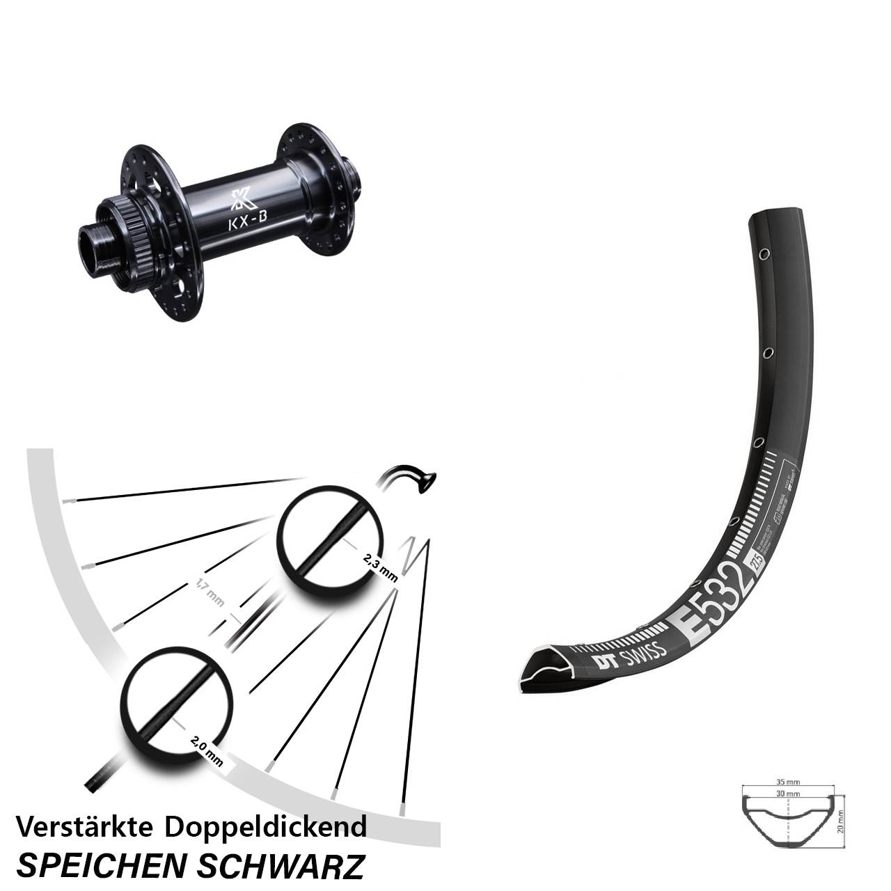 Disc Laufrad 27,5 Zoll DT Swiss E532 KX-B 15x110 Boost