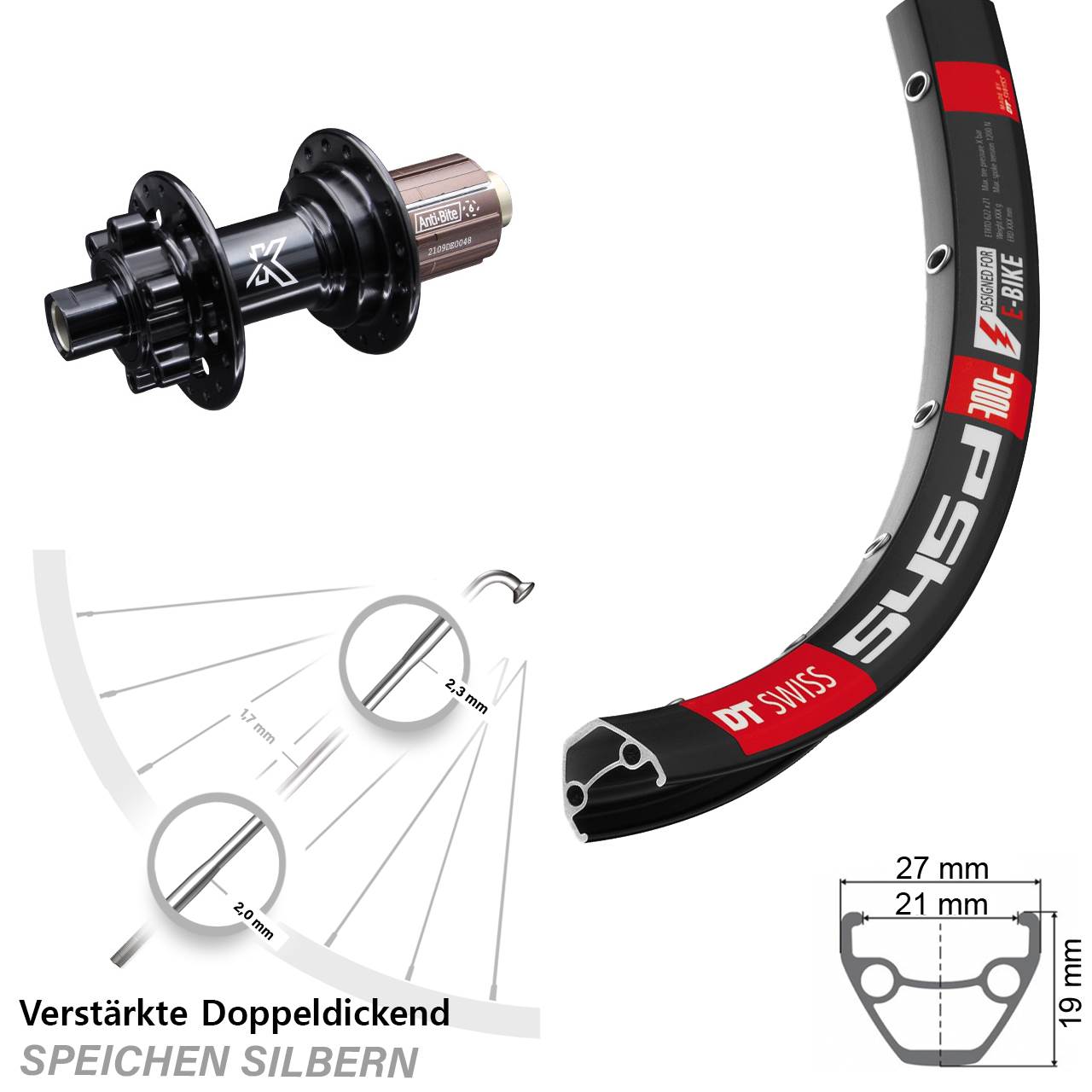 DT Swiss 545 KX-M 28 Zoll Disc Hinterrad 12x142 8-12 fach