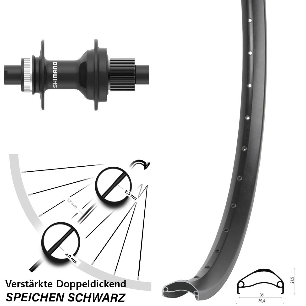 Disc Hinterrad 12x142 27,5 Zoll Ambrosio E35 Shimano FH-MT410 Micro Spline