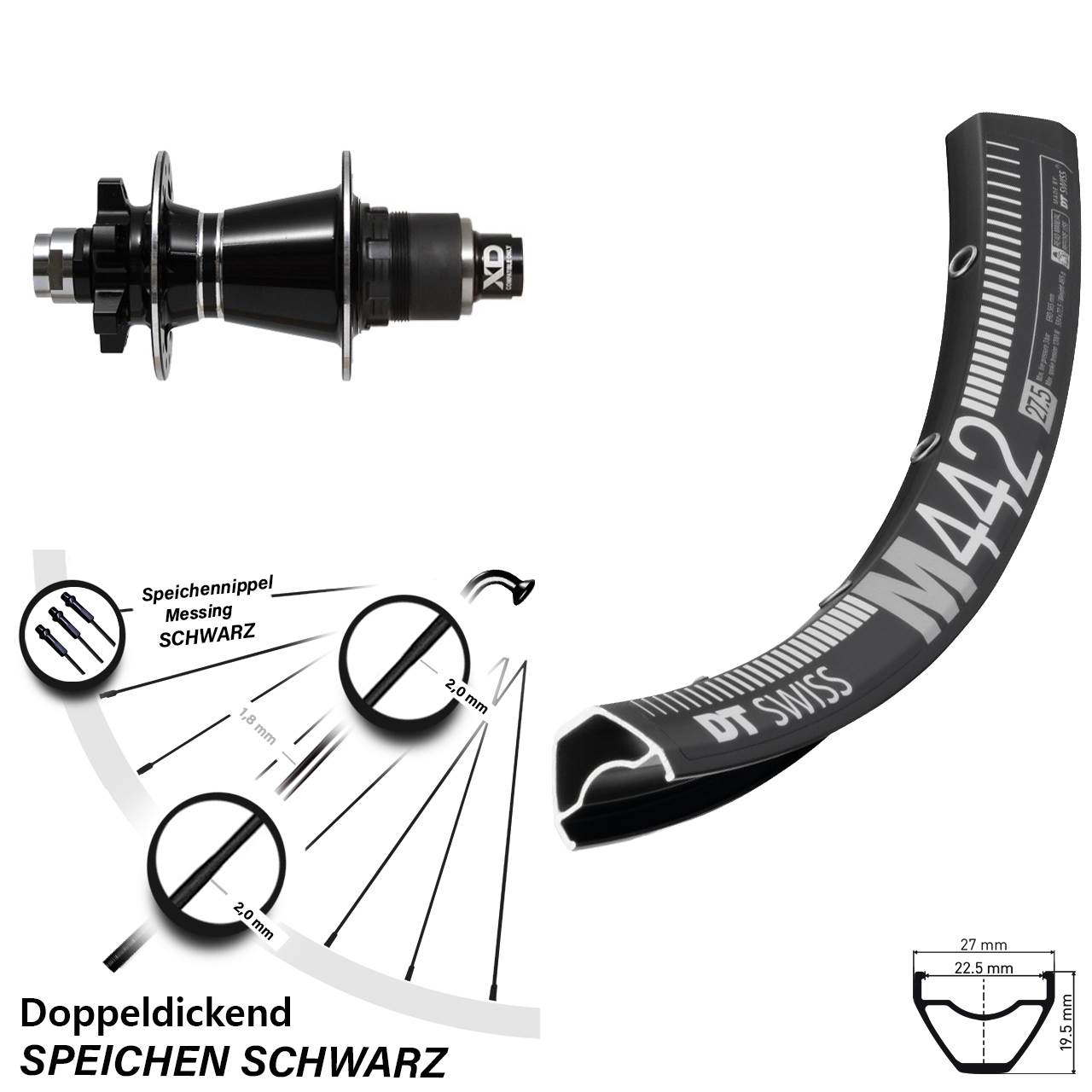 Hinterrad 6-Loch 29 Zoll DT Swiss M442 Formula GDC XD 12x142