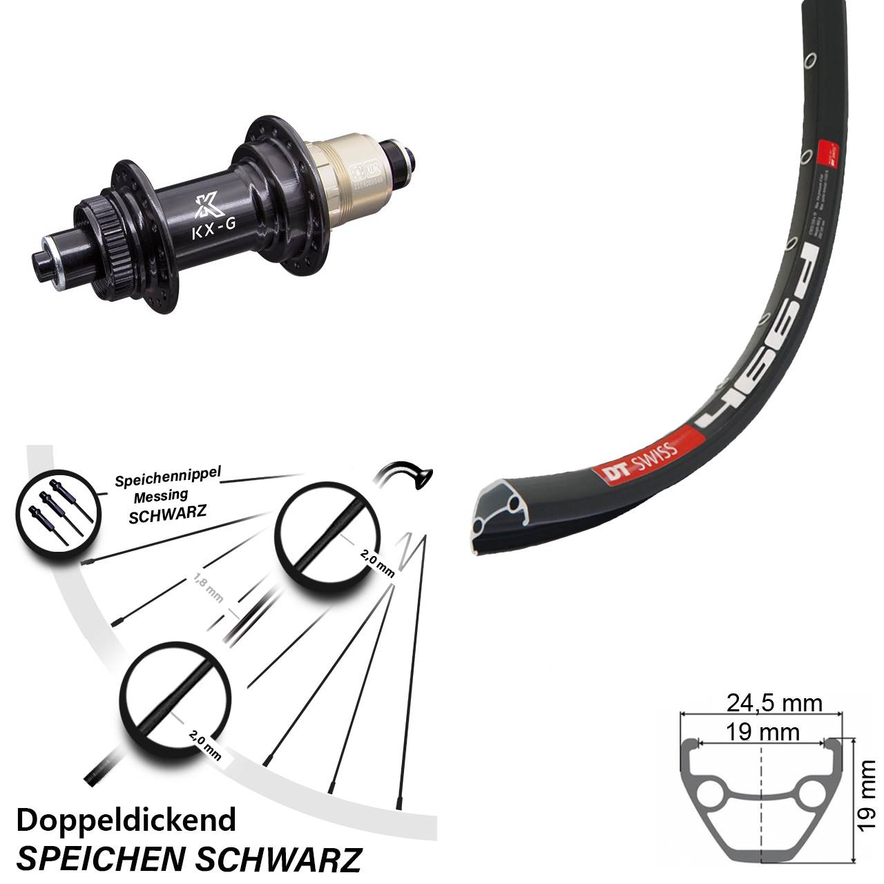 Disc Hinterrad 28 Zoll DT Swiss 466d KX-G XD-R für Schnellspanner