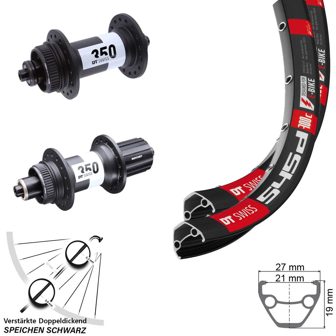 Laufradsatz Centerlock 26 Zoll DT Swiss 545d-350 Ratchet 36 8-11 fach QR