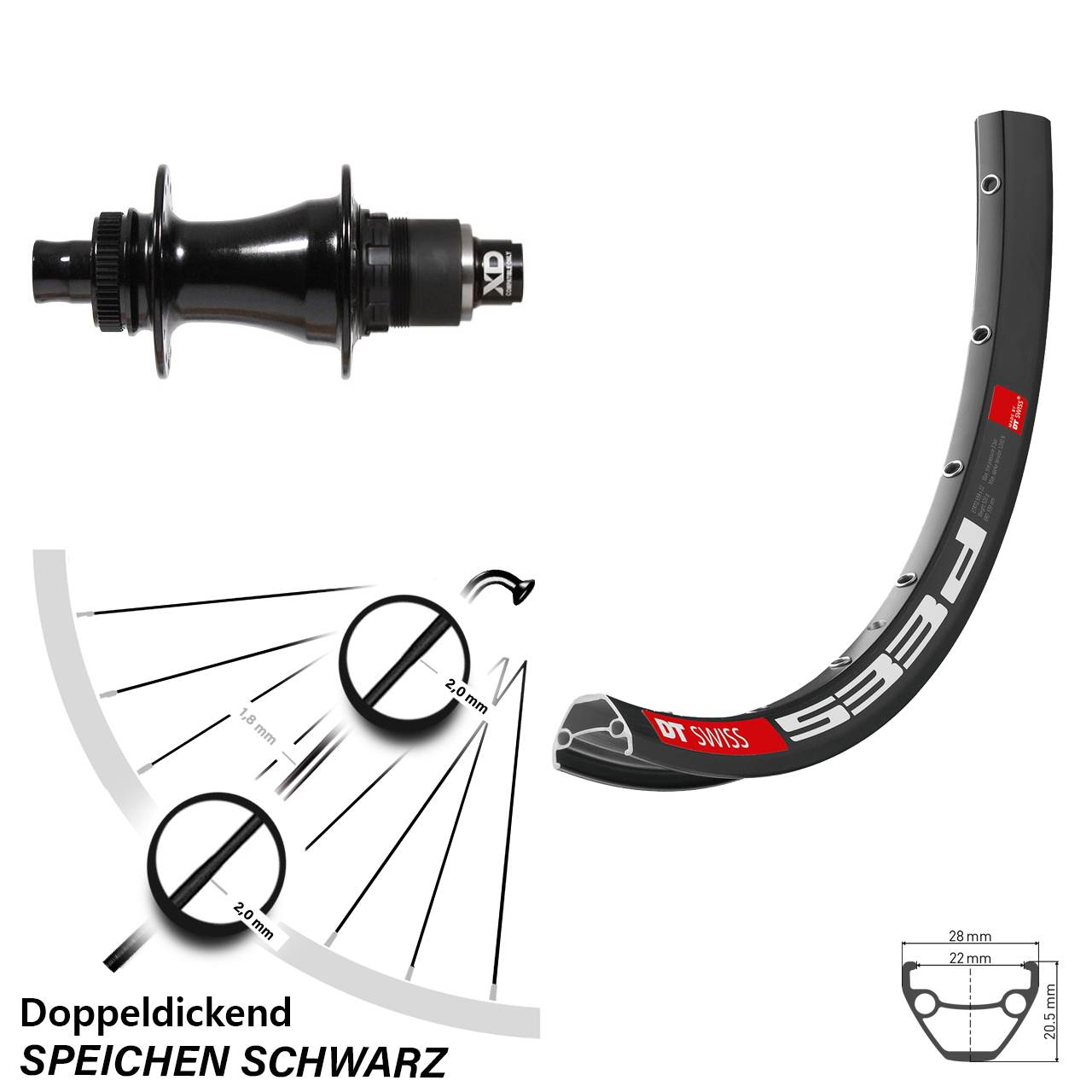 Hinterrad Centerlock 29 Zoll DT Swiss 533d Formula CL-142S XD 12x142