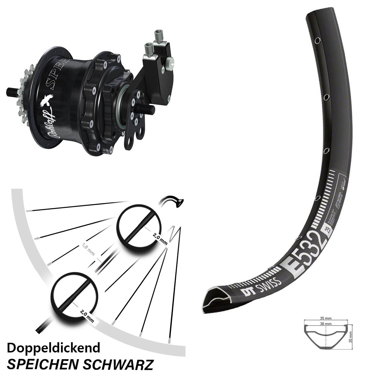 Disc Hinterrrad 29 Zoll DT Swiss E 532 Rohloff Speedhub 500/14 TS DB Tandem