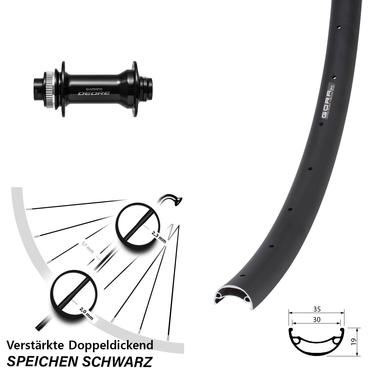 Boost Vorderrad Centerlock 15x110 26 Zoll Gora 30 Shimano Deore