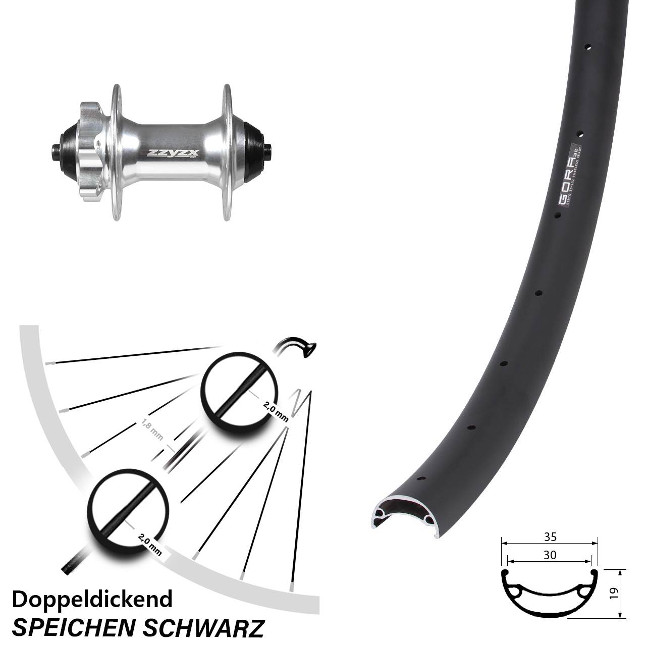 Vorderrad 6-Loch für Schnellspanner 29 Zoll Gora 30 Formula DC-61