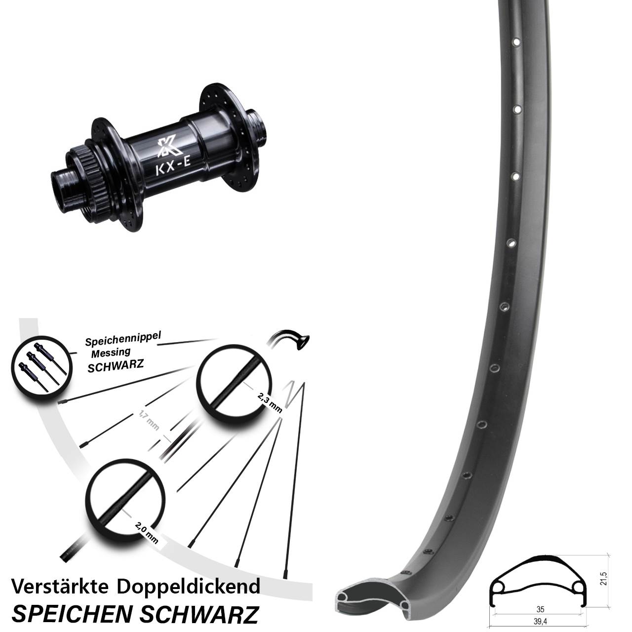 Disc Vorderrad 27,5 Zoll Ambrosio E35 KX-E Heavy Duty 15x100