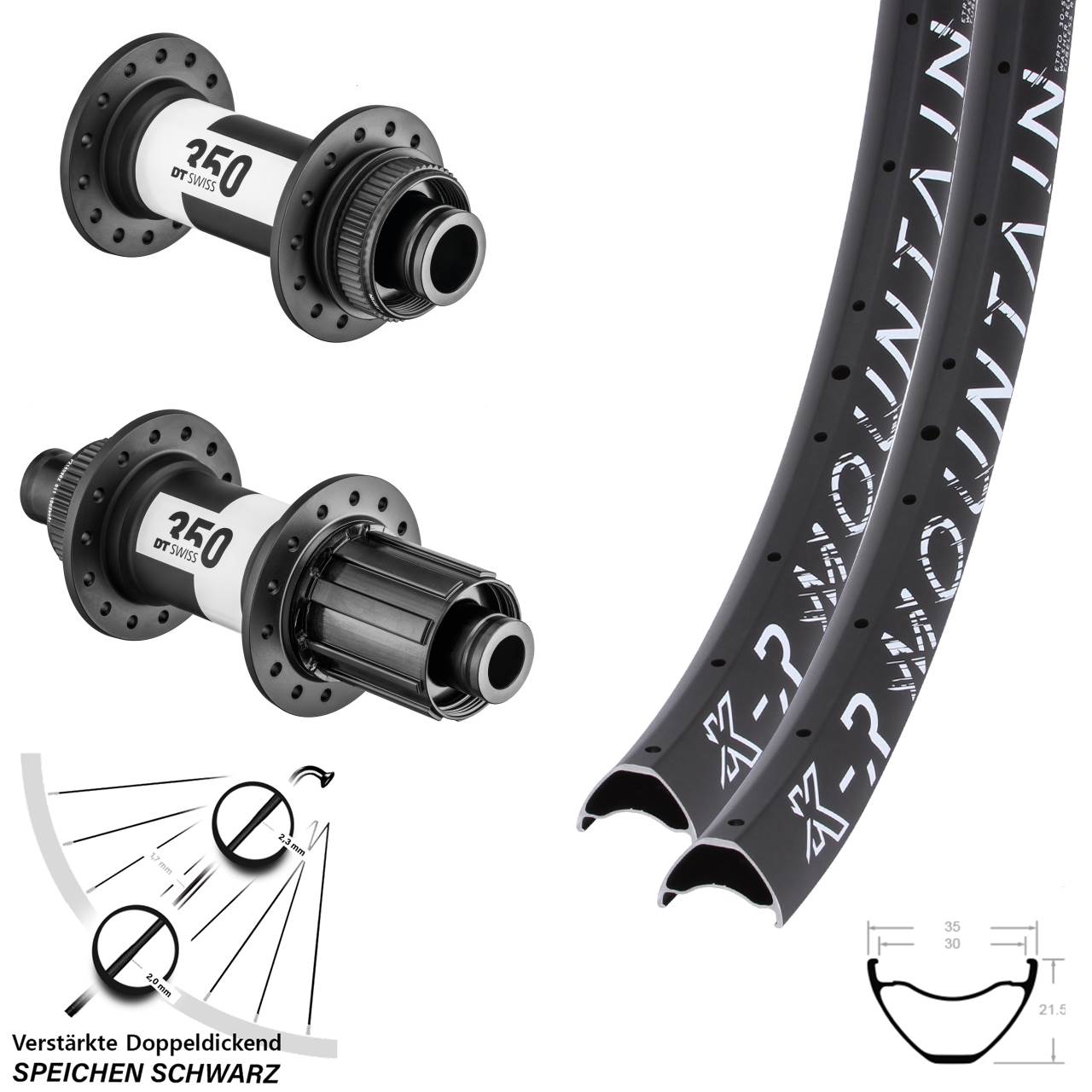 Centerlock Laufradsatz 27,5/29 Zoll KX-R Mountain DT Swiss 350 8-11 fach HG 15x110 12x148