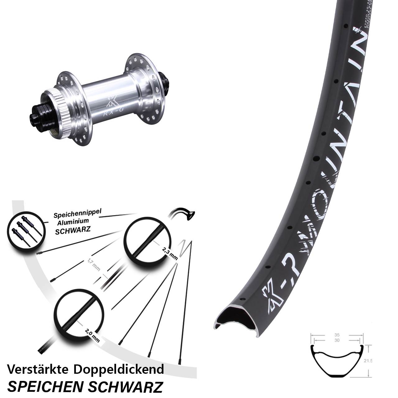 KX-R Mountain Sapim E-Light 29 Zoll Disc Vorderrad für Schnellspanner