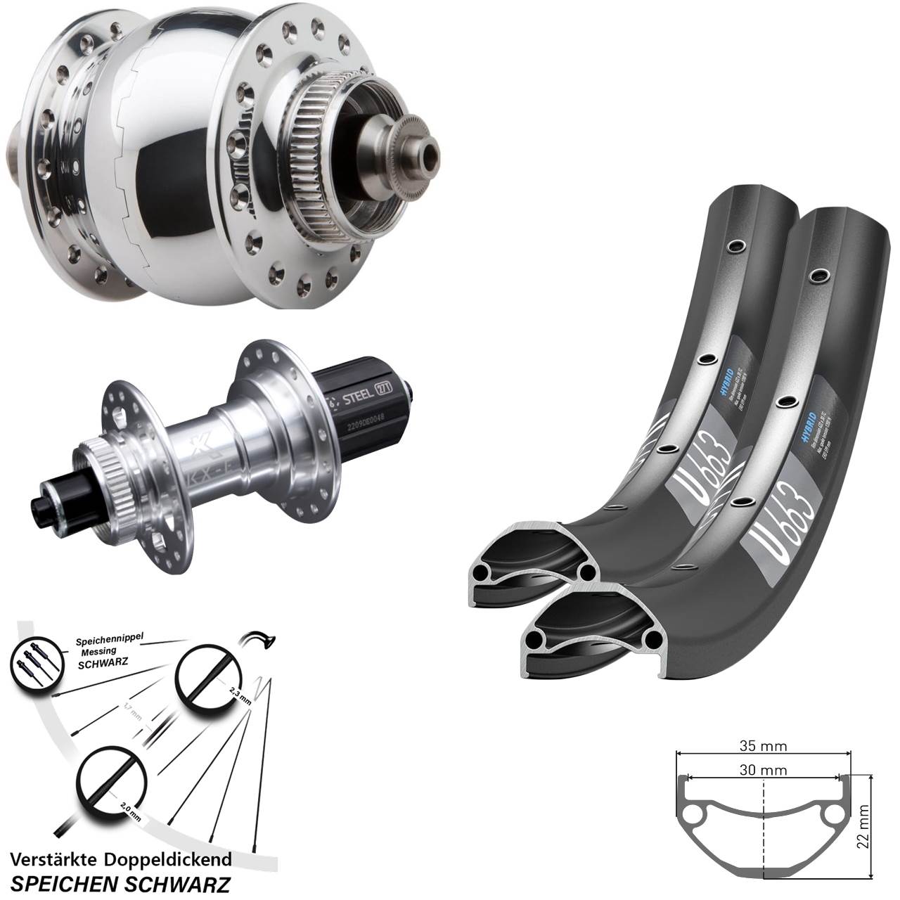 DT Swiss U 663 KX-E SON 28 poliert 650B Disc Laufradsatz QR 8-12 fach HG