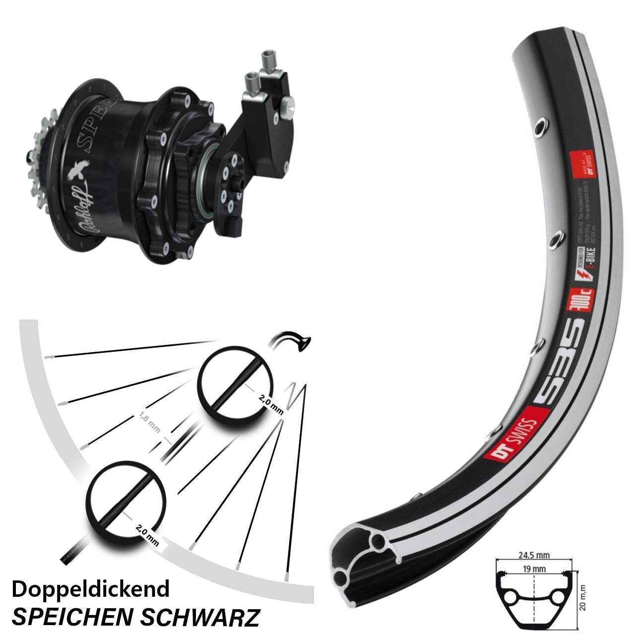 Rohloff Speedhub CC OEM DT Swiss 535 Hinteres Rad 28 Zoll