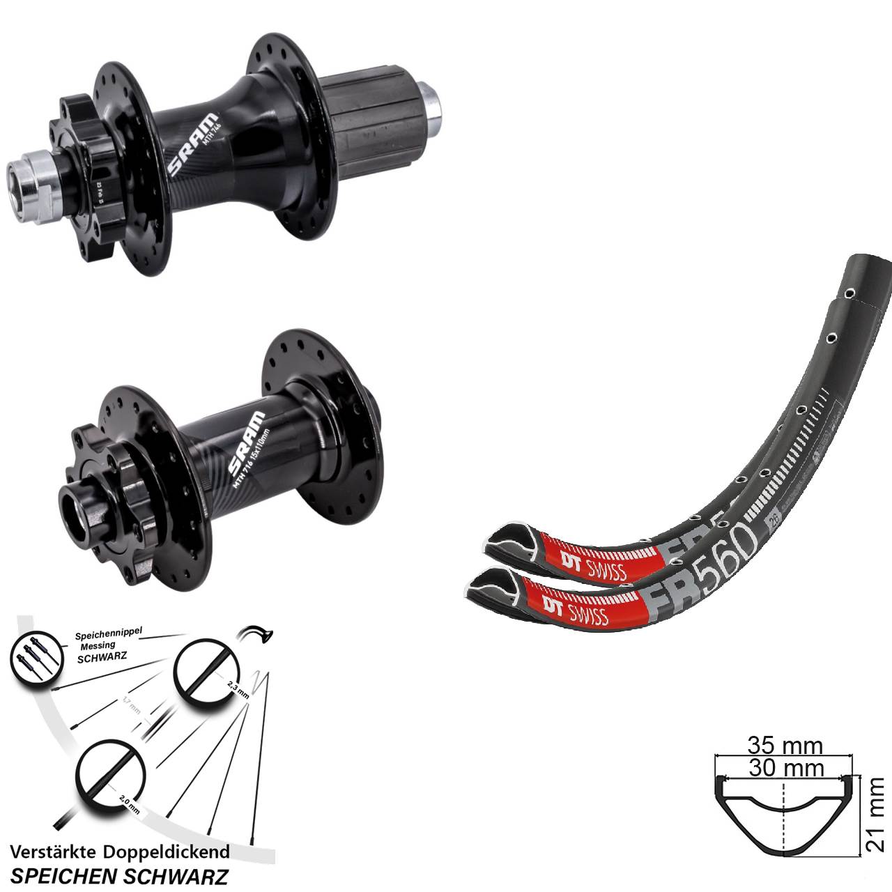 DT Swiss FR560 Sram 716 746 26 Zoll Disc Laufradsatz Boost 8-11 fach HG