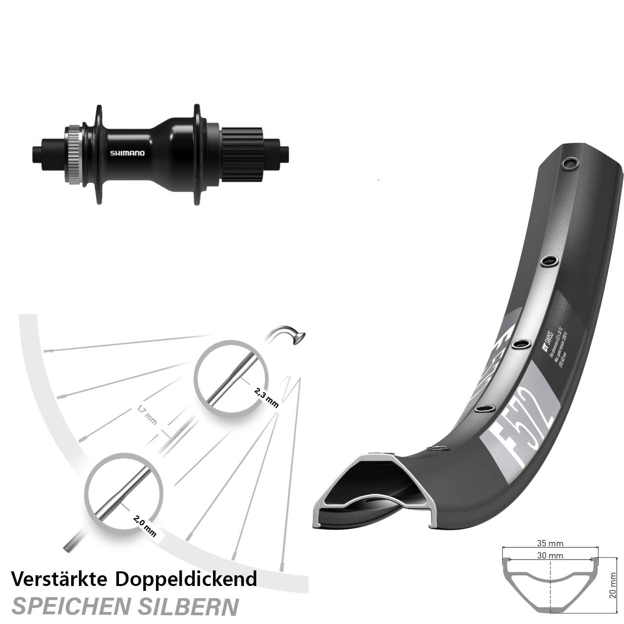 DT Swiss F 572 Shimano FH-QC500 29 Zoll Centerlock Hinterrad QR Micro Spline