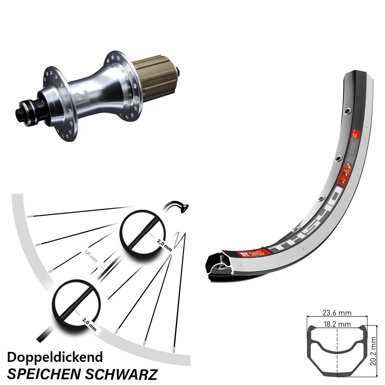 28 Zoll Laufrad DT Swiss TK 540 5x130 mm Novatec 8-12 fach