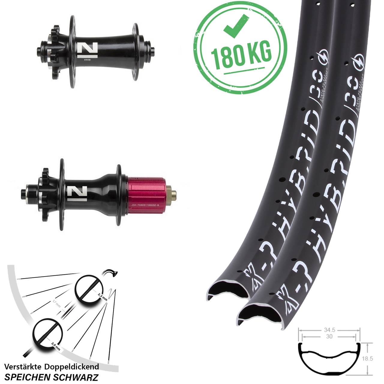 Disc Laufradsatz für Schnellspanner 29 Zoll KX-R Hybrid 30 Novatec D791/D792 8-12 fach