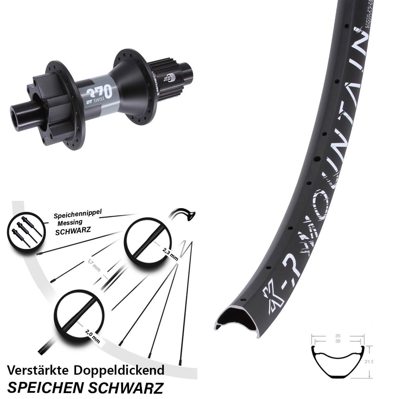 Disc Laufrad 29 Zoll KX-R Mountain DT Swiss 370 Micro Spline 12x148