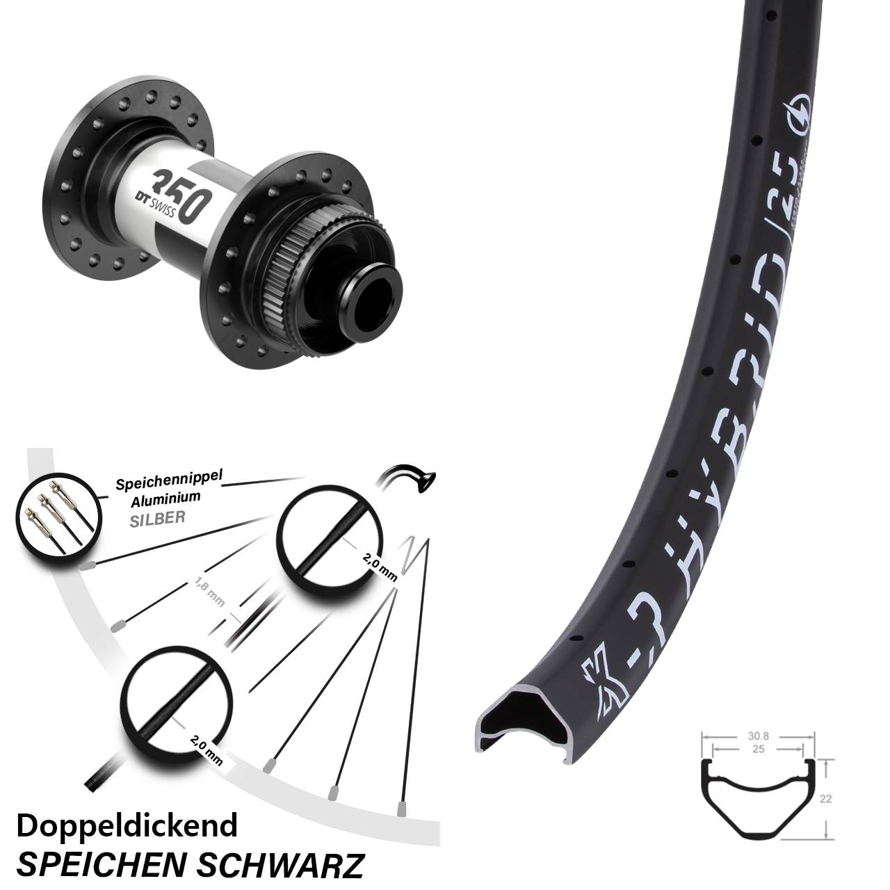 Vorderrad Centerlock 29 Zoll KX-R Hybrid 25 DT Swiss 350 12x100