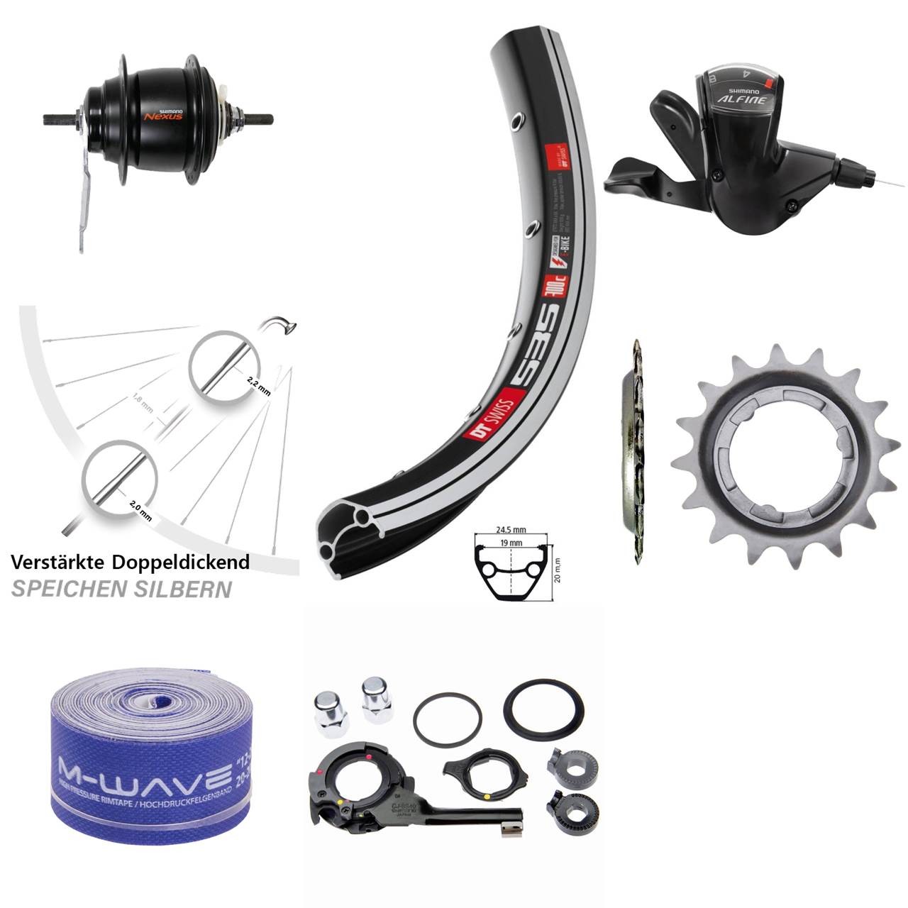 DT Swiss 535 Hinterrad 28 Zoll Shimano Nexus 8 Gang Rücktritt