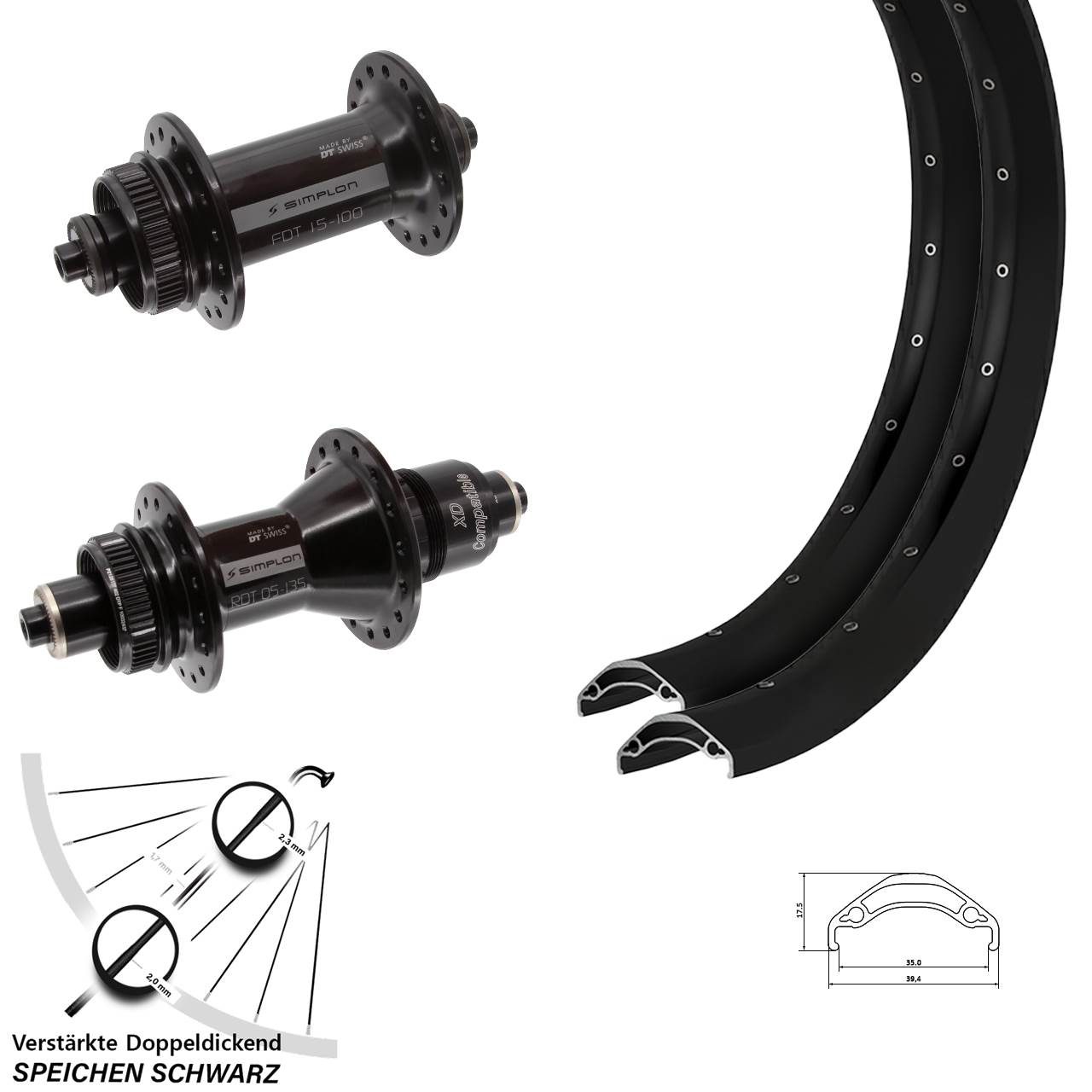 Ryde Disc 35 DT Swiss 370 29 Zoll Disc Laufradsatz QR XD