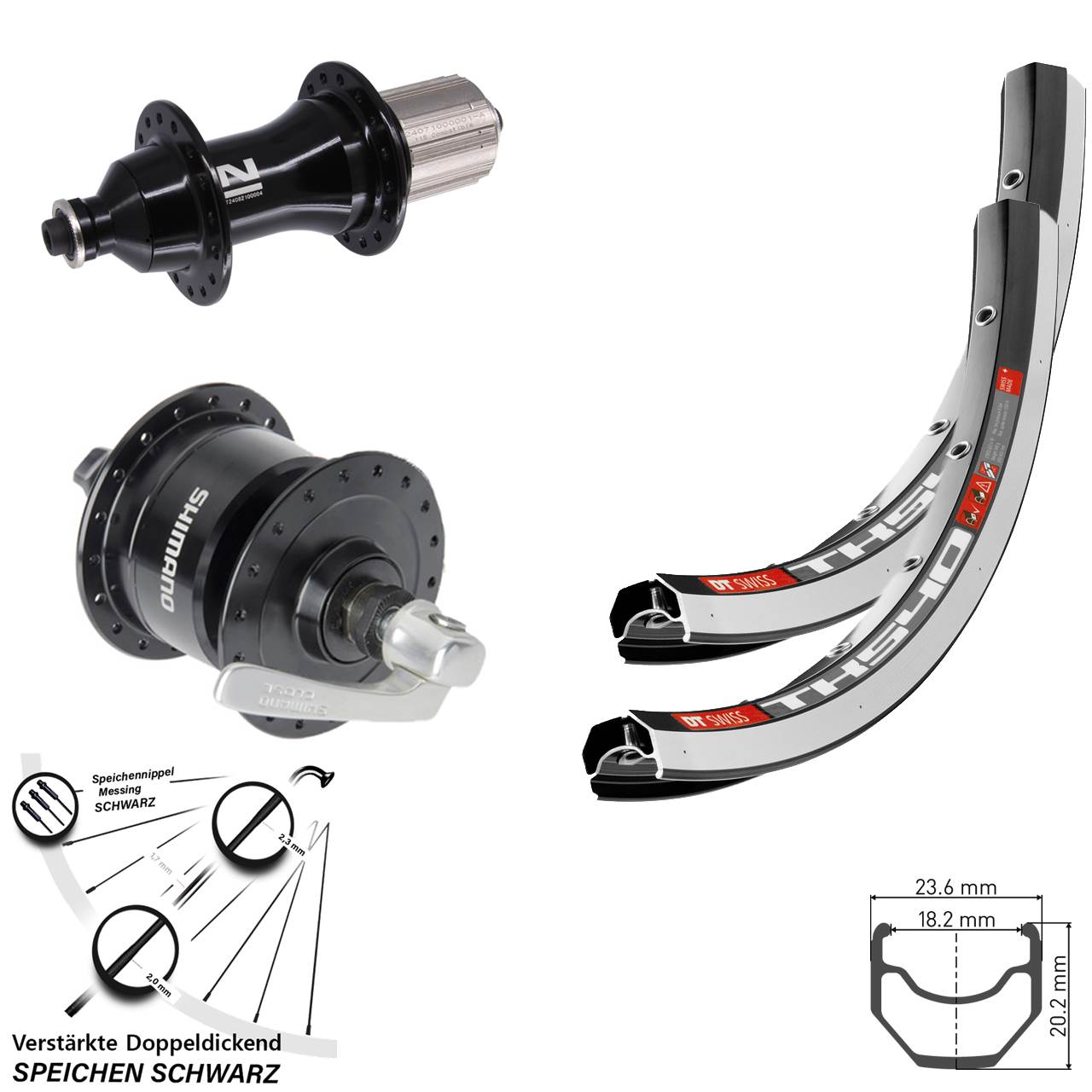 28 Zoll DT Swiss TK540 Novatec F162 Heavy Duty Shimano DH-3N72 Laufradsatz QR 8-12 fach HG