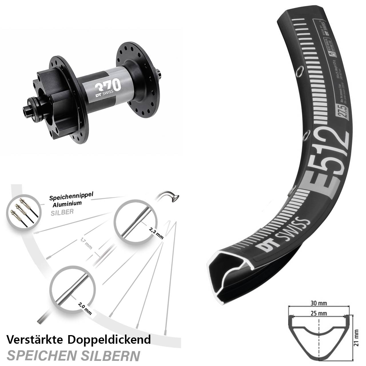 DT Swiss E512-370 29 Zoll Vorderrad 6-Loch QR
