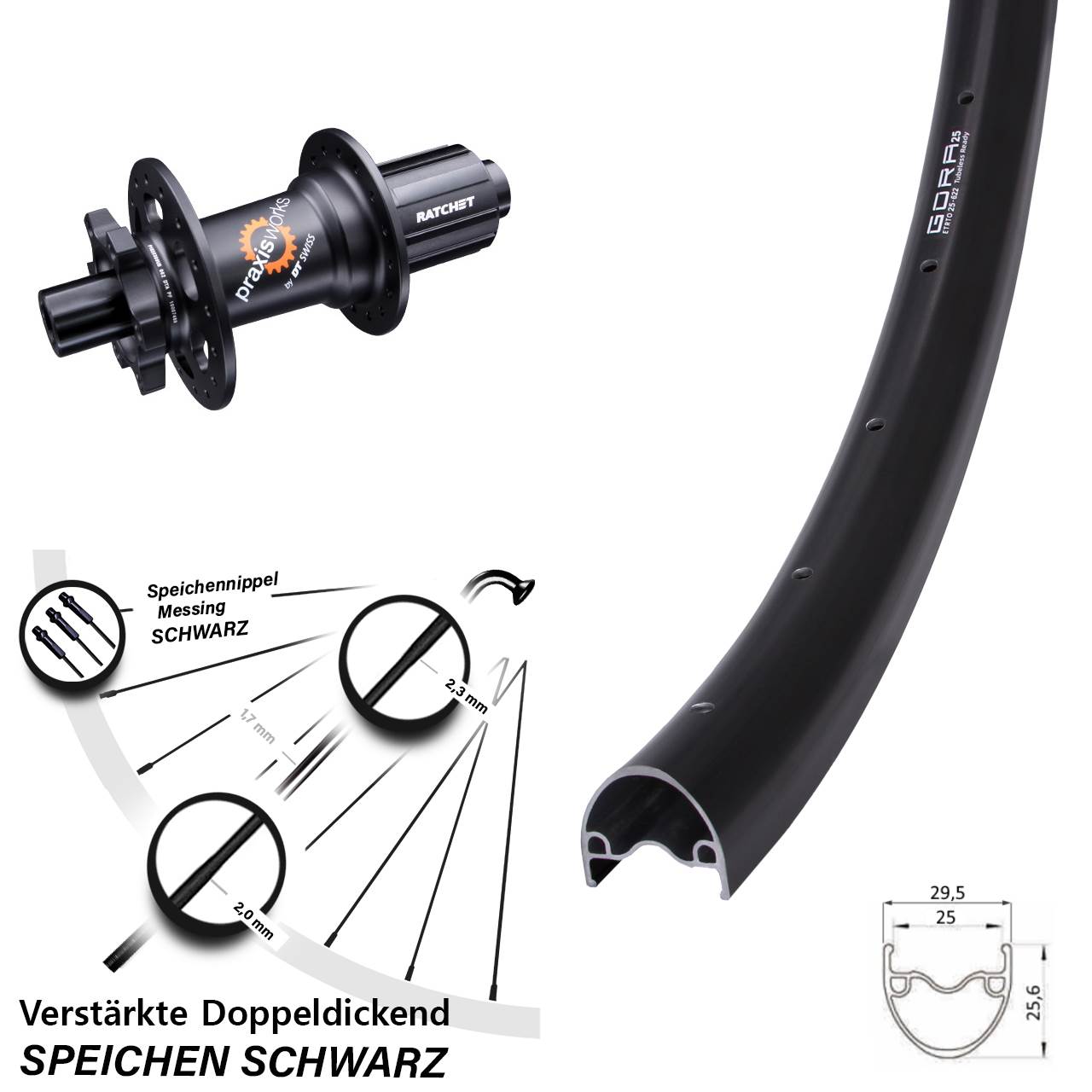 Disc Laufrad 28-29 Zoll Gora 25 DT Swiss 350 8-11 fach 12x142