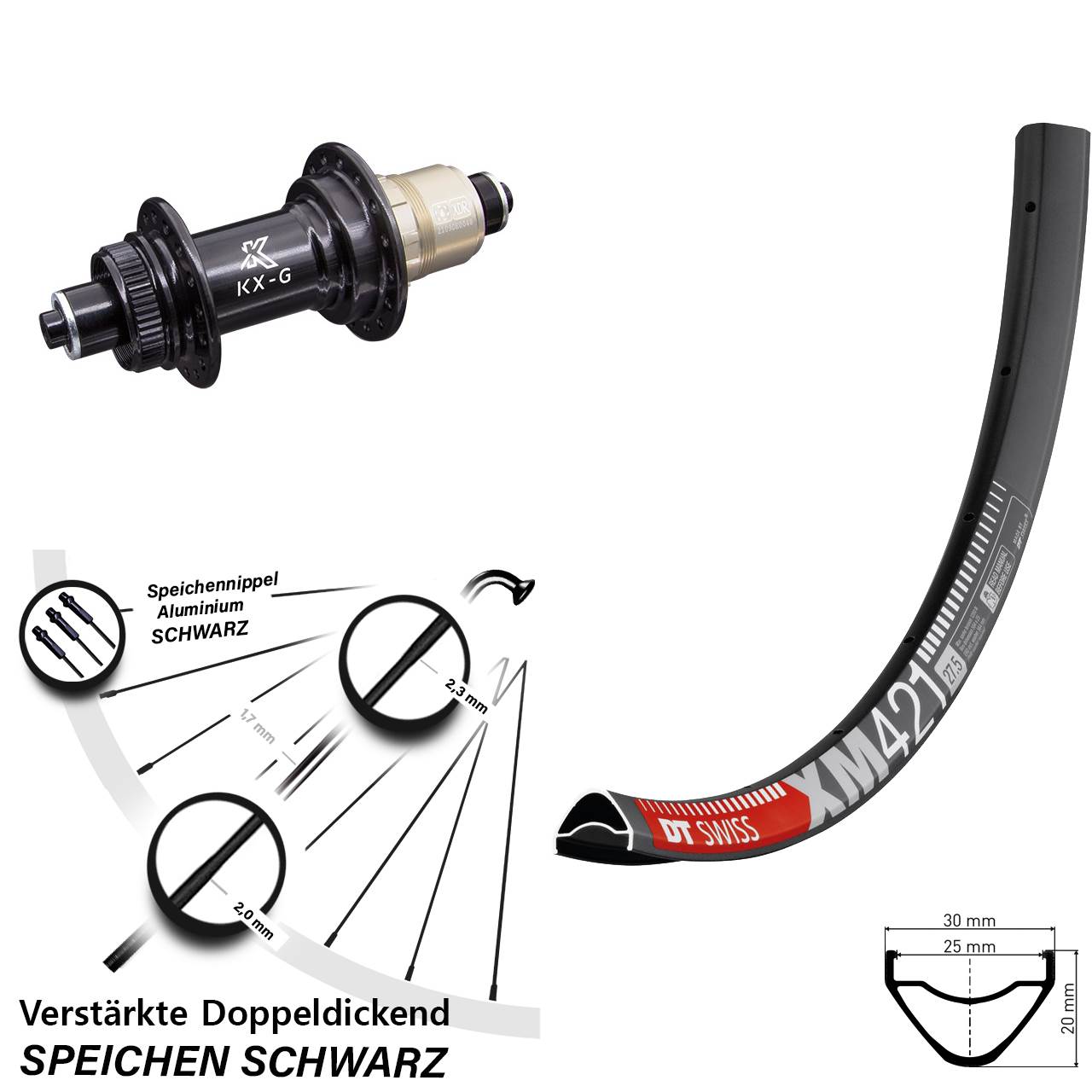 Hinterrad Centerlock für Schnellspanner 29 Zoll DT Swiss XM 421 KX-G XDR
