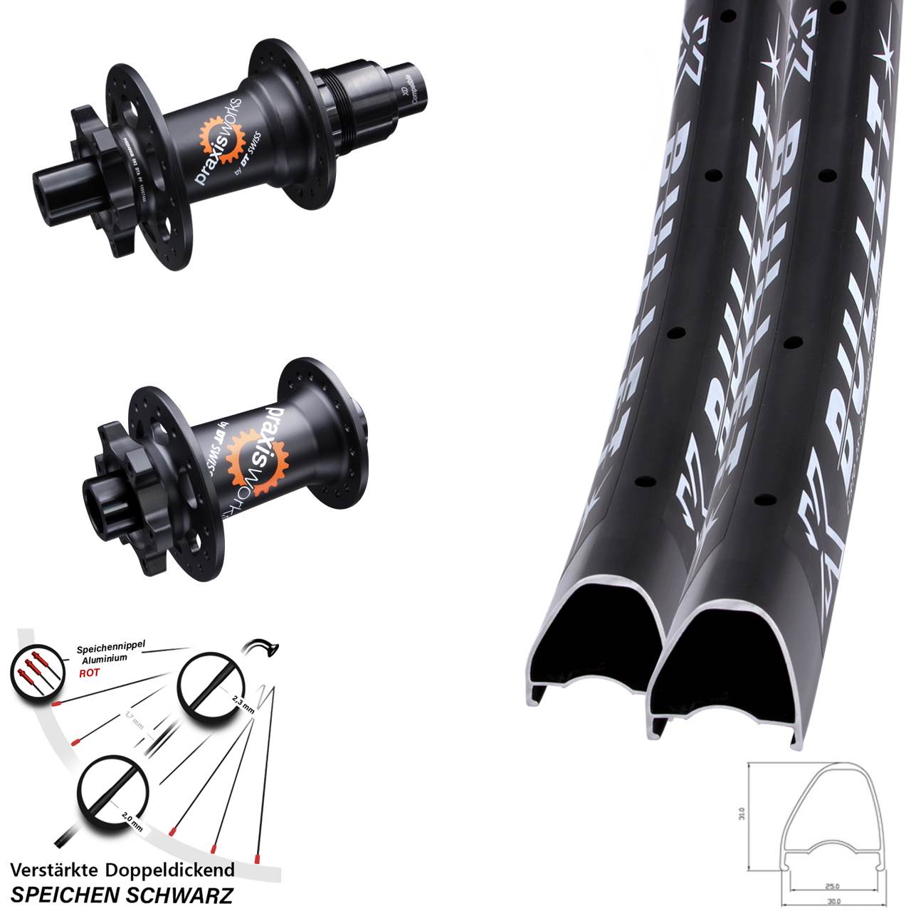 Disc Laufradsatz 12x100/142 29 Zoll KX Bullet OS DT Swiss 350 SL XD