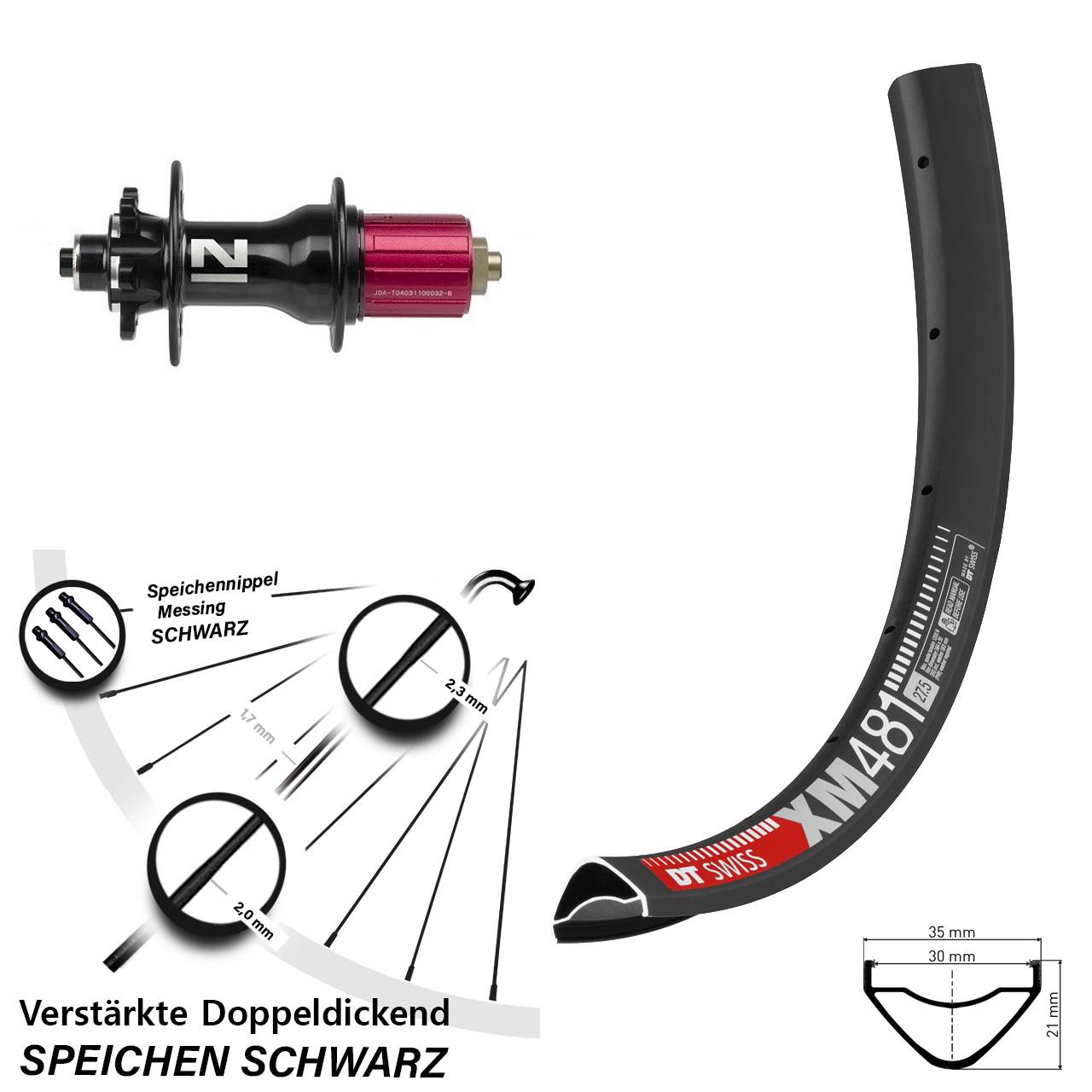 Disc Hinterrad 27,5 Zoll DT Swiss XM481 Novatec D792SB 8-12 fach für Schnellspanner