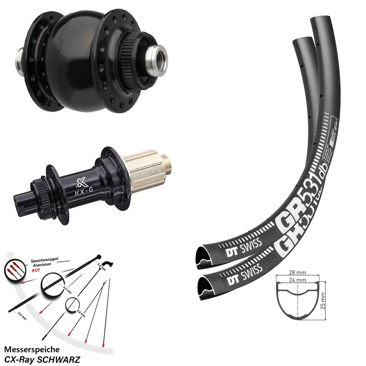 DT Swiss GR 531 KX-G SON delux 28-29 Zoll Disc Laufradsatz 12x100/142 CX-Ray 8-12 fach HG