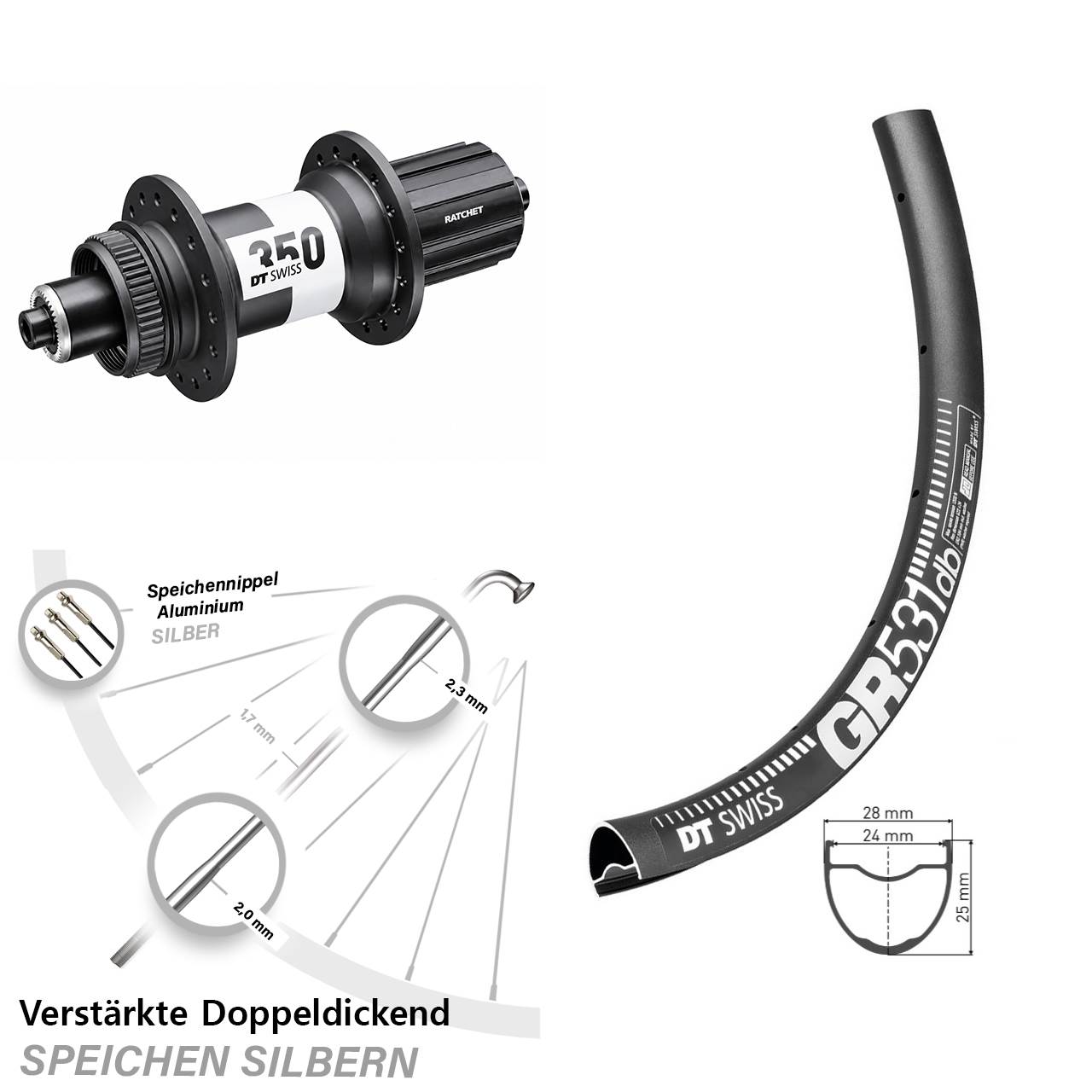 Disc Hinterrad 29 Zoll DT Swiss GR 531 DT Swiss 350 8-11 fach QR