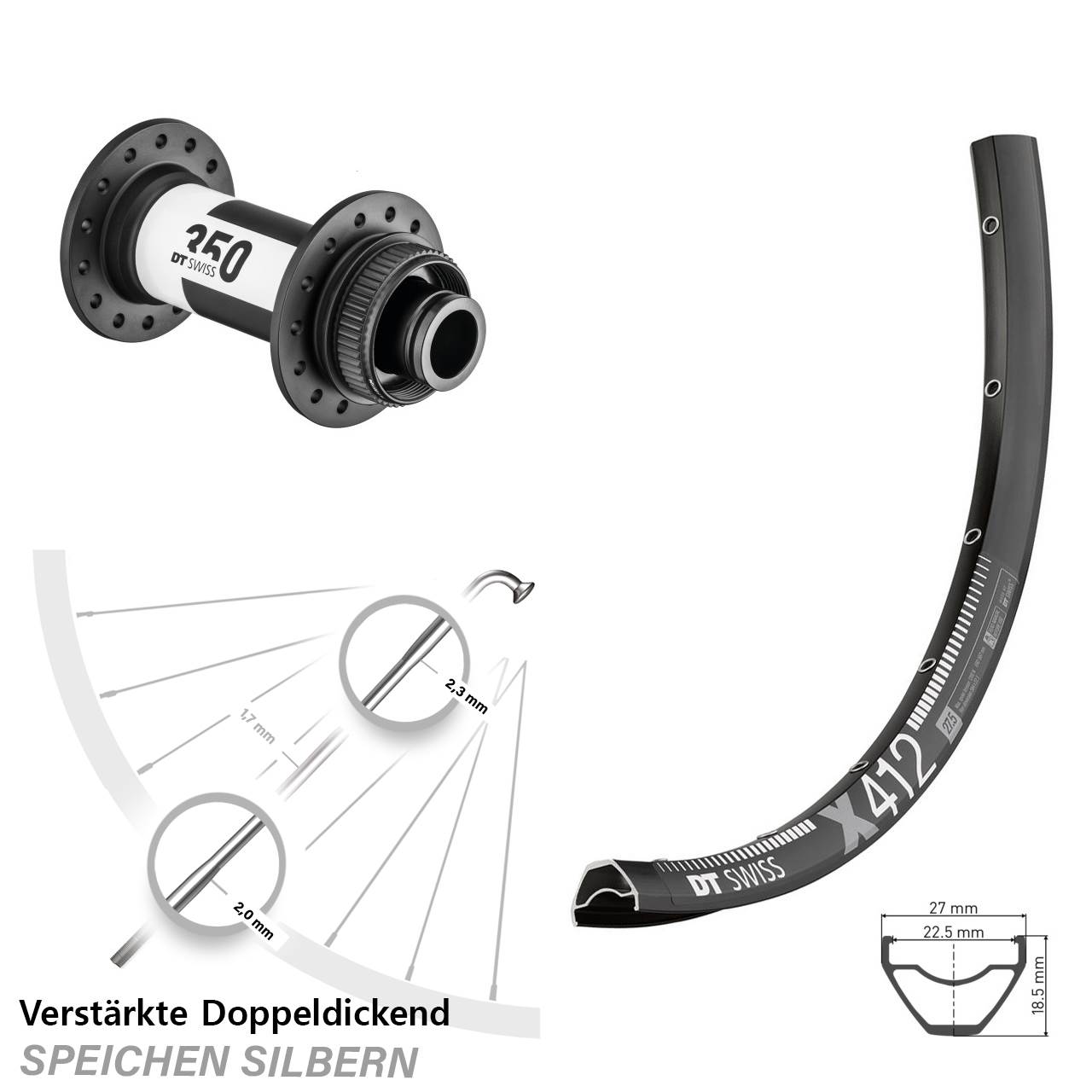 Disc Laufrad 29 Zoll DT Swiss X412 DT Swiss 350 15x110 Boost
