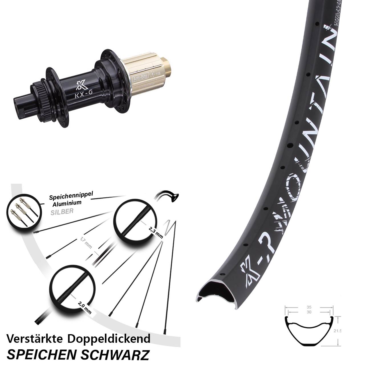 KX-GR Mountain 29 Zoll Centerlock Hinterrad 12x142 8-12 fach