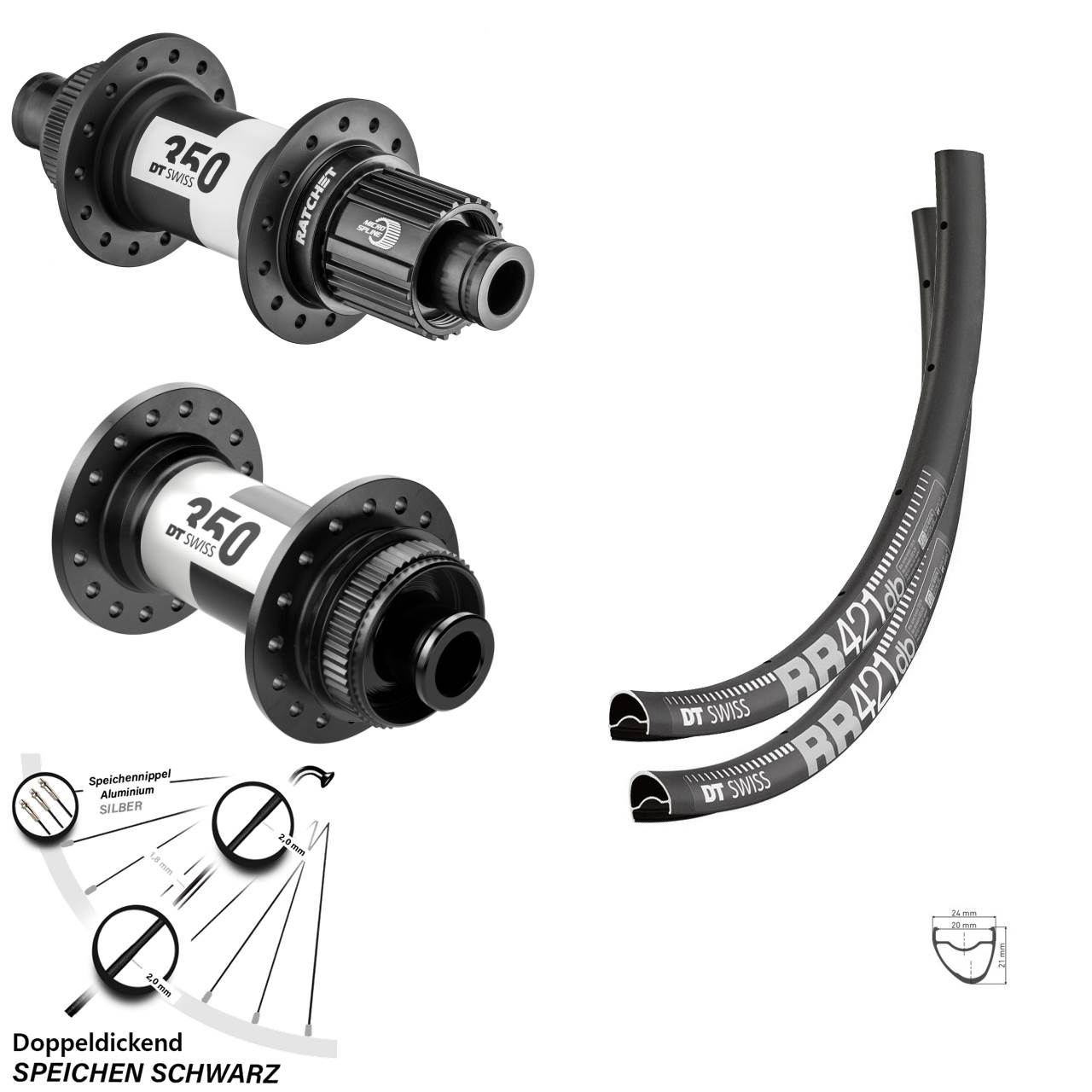 Laufradsatz Centerlock 28 Zoll DT Swiss RR421-350 Micro Spline 12x100/142