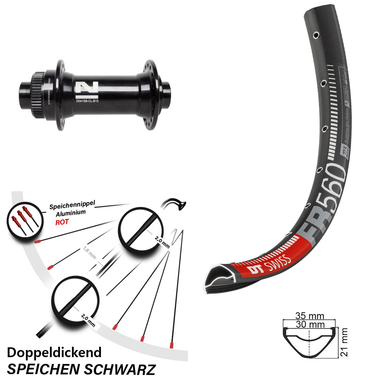 DT Swiss FR 560 Novatec D041SB 26 Zoll Disc Vorderrad 15x110 Boost