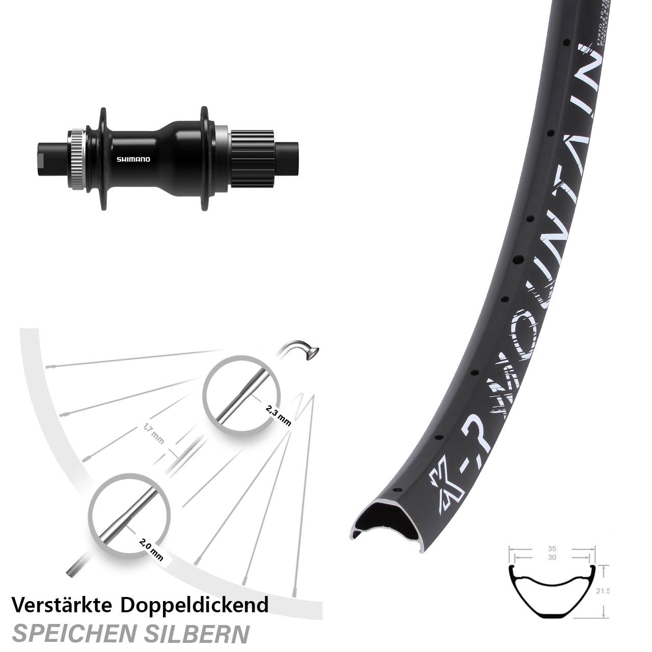 29 Zoll KX-R Mountain Shimano FH-TC500-B Boost Disc Hinterrad 12x148 Micro Spline